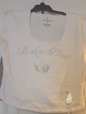 Baby Phat White Crystal Script Short Set